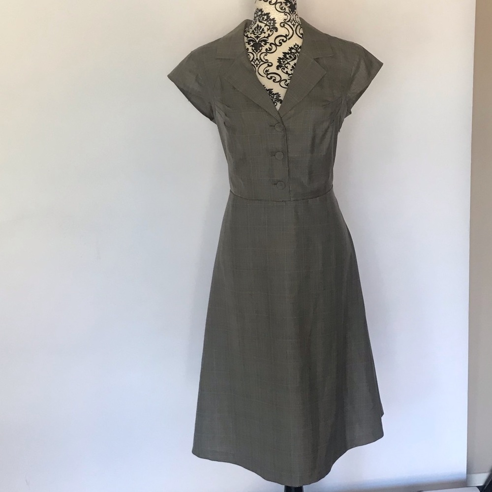 Calvin Klein dress, 12, tan, plaid.